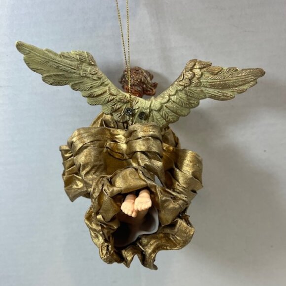 VTG Red Haired Guardian Angel Gold Gown Hanging Holiday Christmas Ornament 6" - Picture 5 of 13